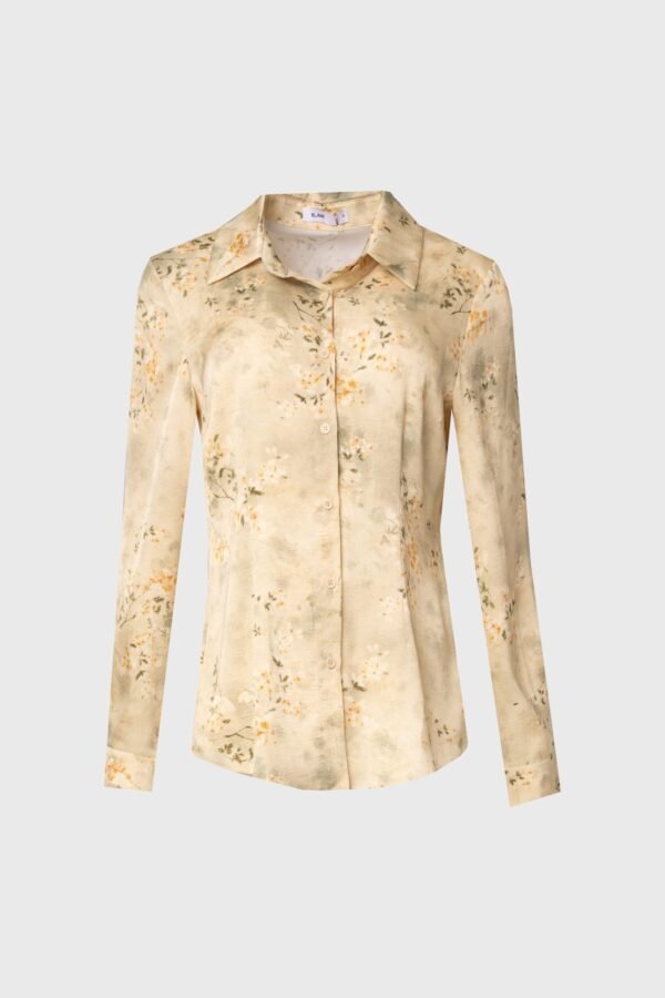 Beige Floral Printed Blouse - Image 5