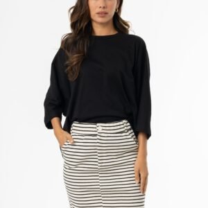 Black Oversized Dolman 3/4 Sleeve T-Shirt