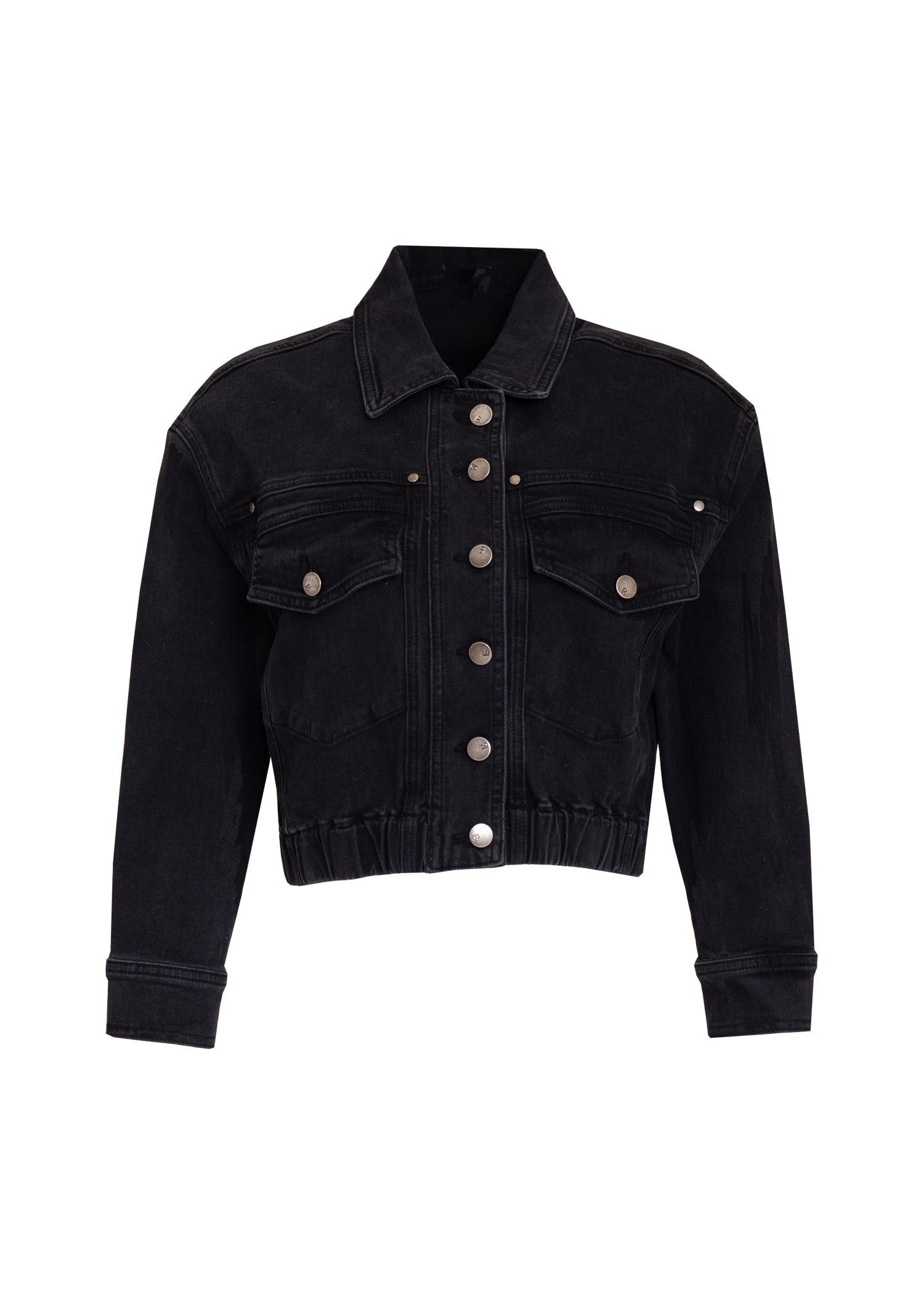 Black Denim Cropped Jacket - Image 4