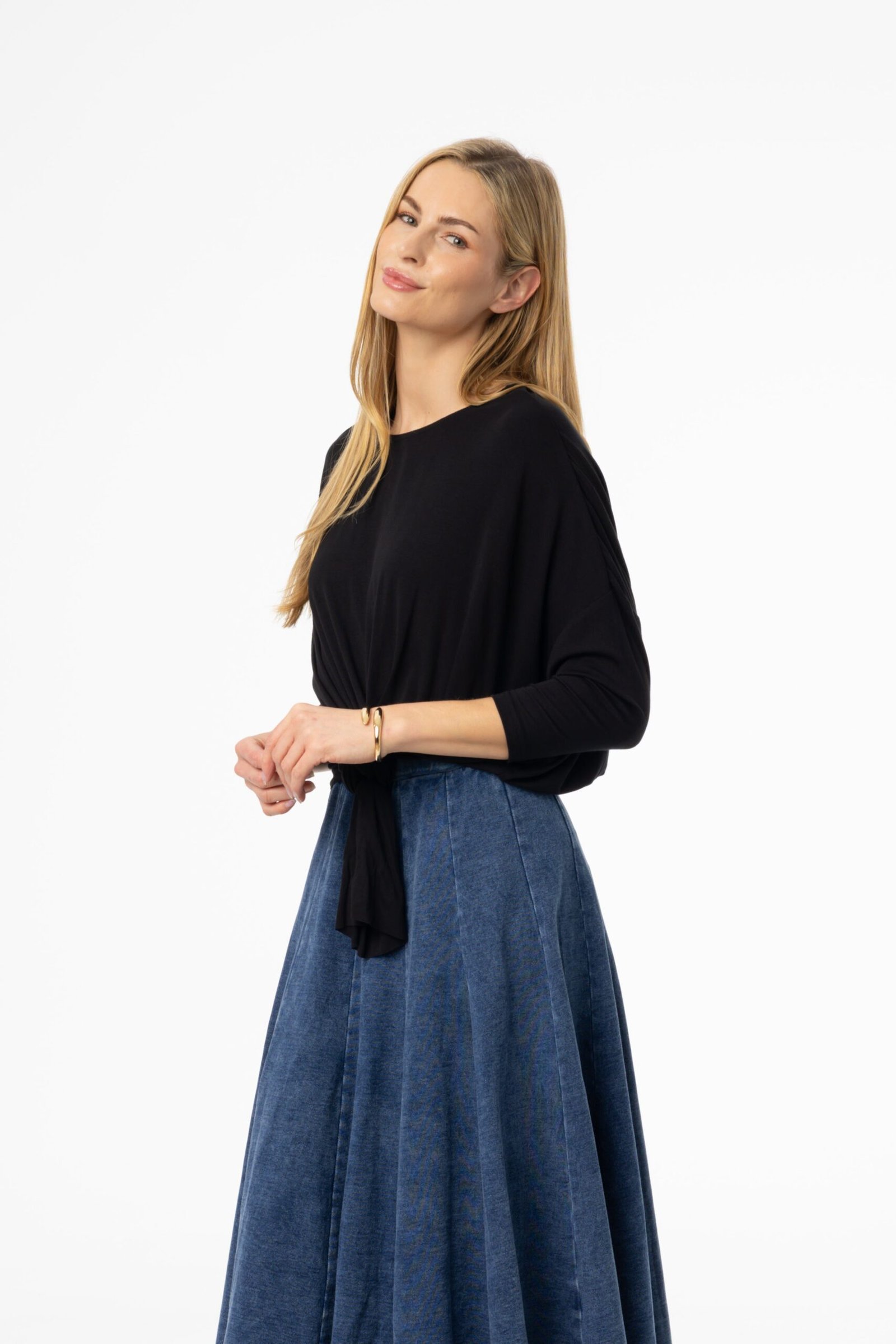 Black Dolman Tie Knot Tee - Image 2