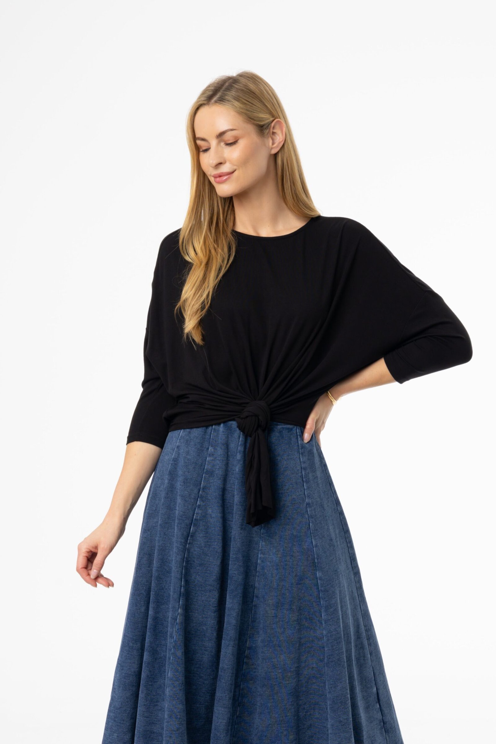 Black Dolman Tie Knot Tee - Image 4