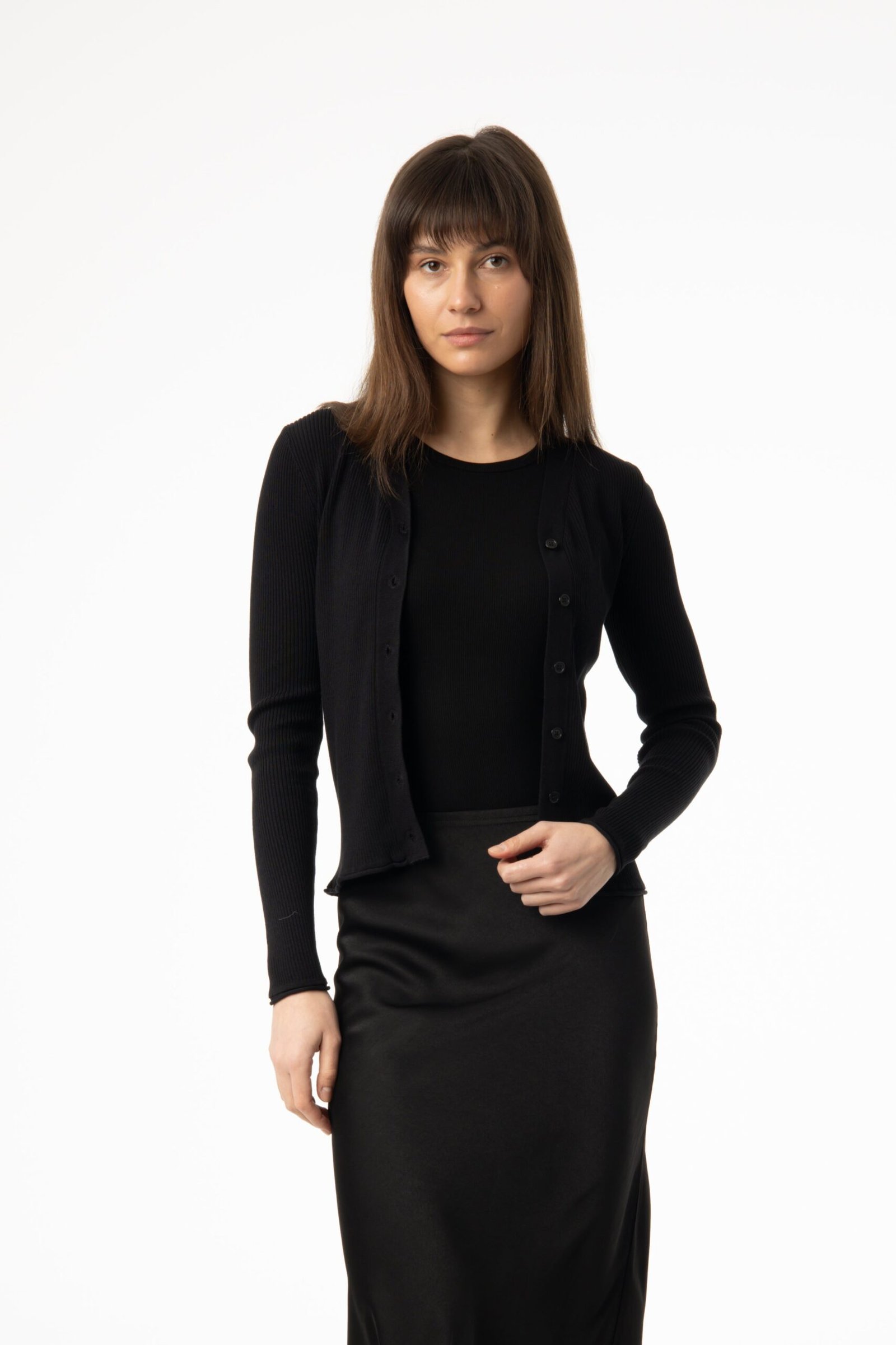 Black Knit V-Neck Cardi - Image 4