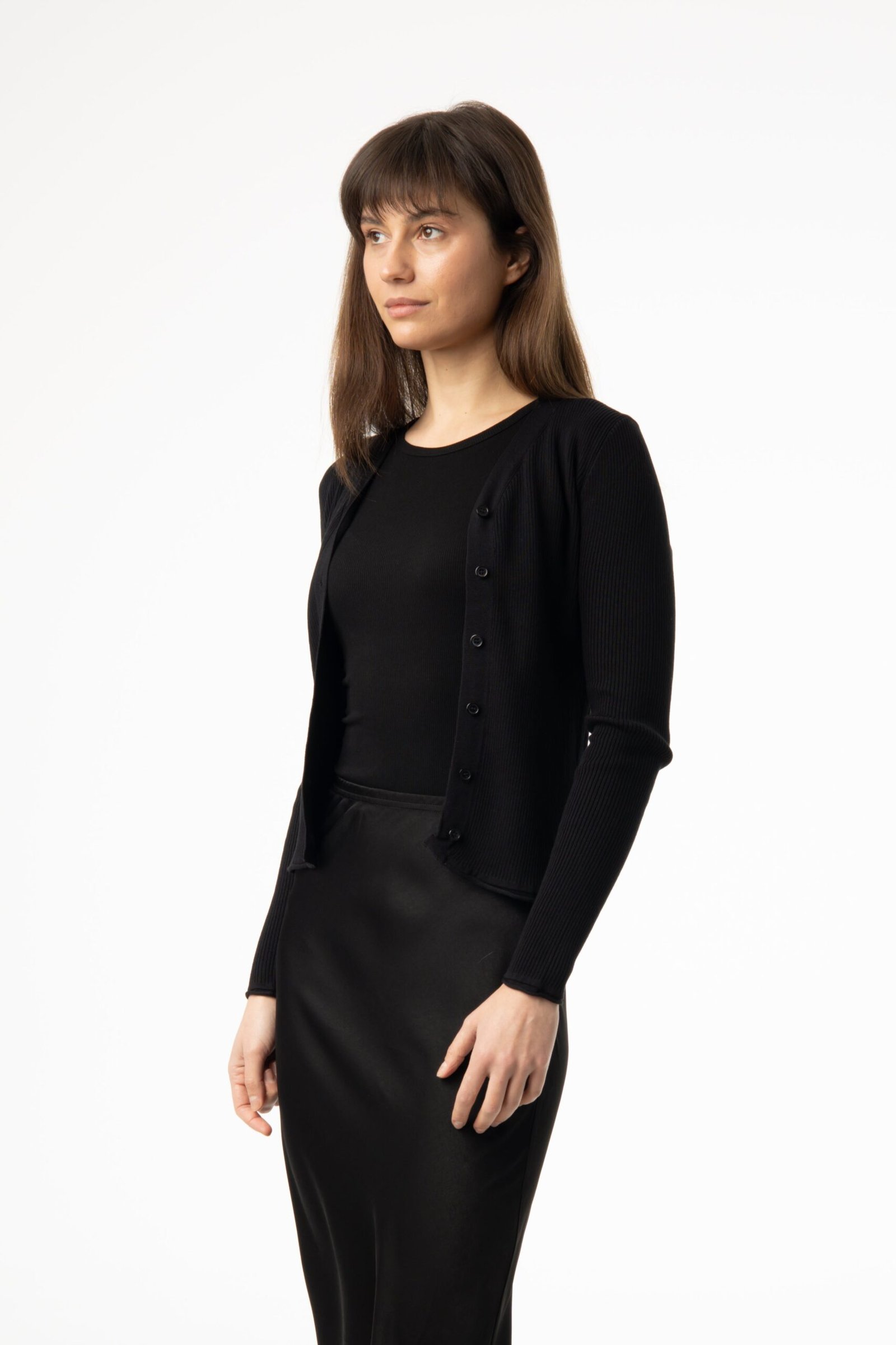 Black Knit V-Neck Cardi - Image 2