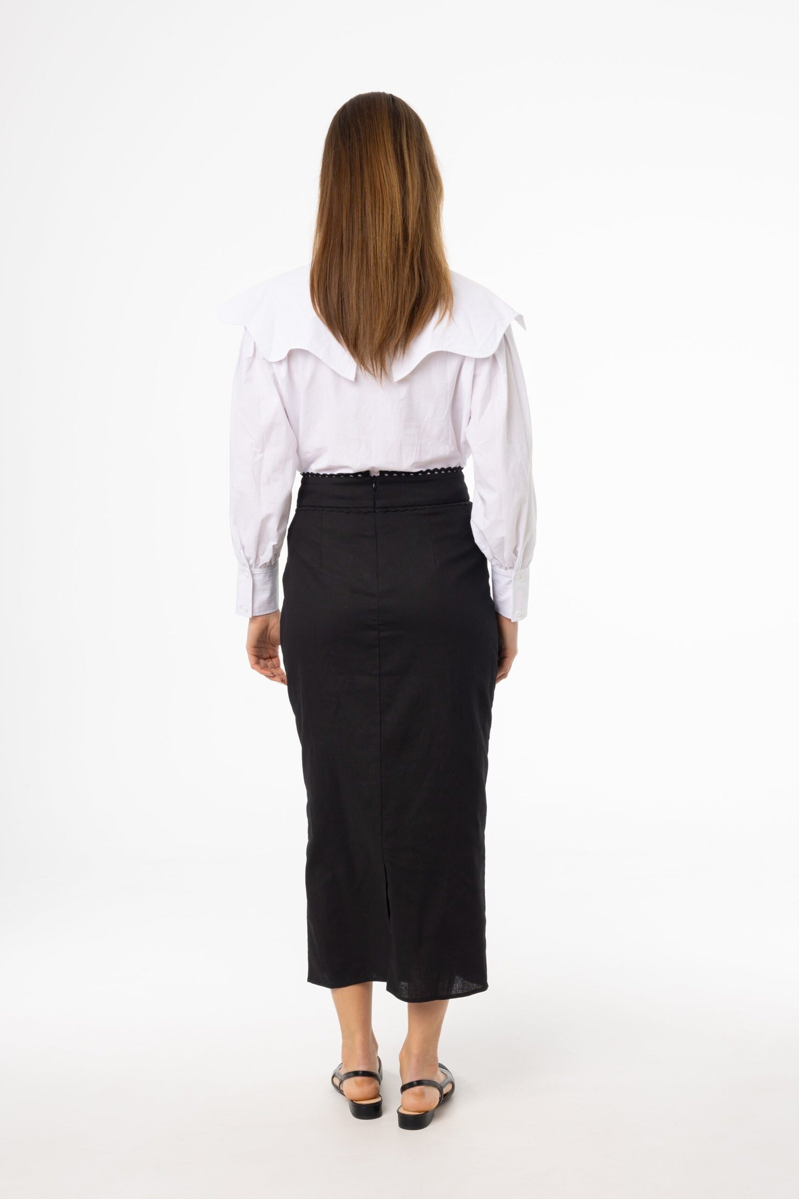 Black Lace Trim Maxi Skirt - Image 3