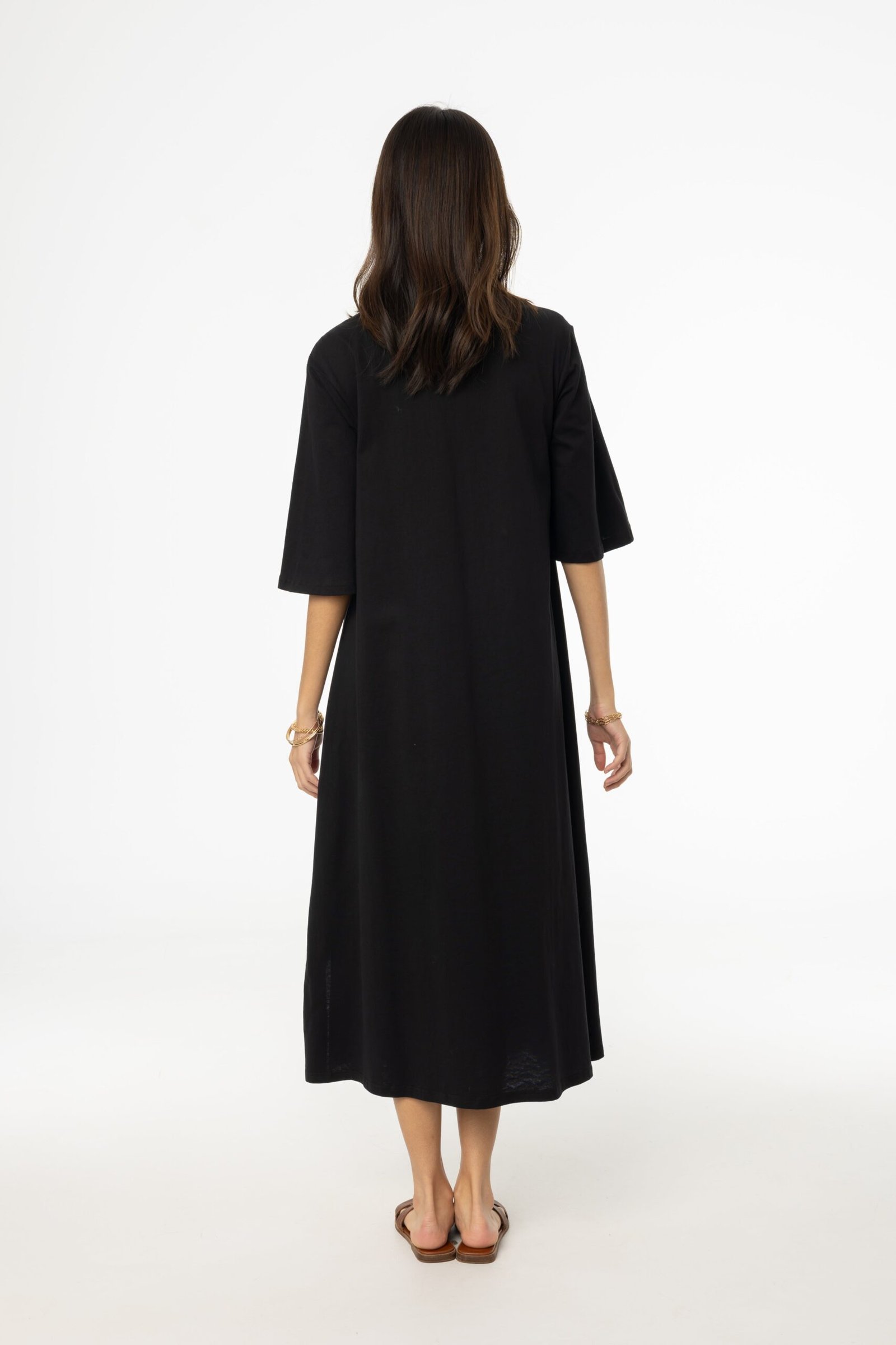 Black Pocket Tee Shirt Maxi Dress - Image 3