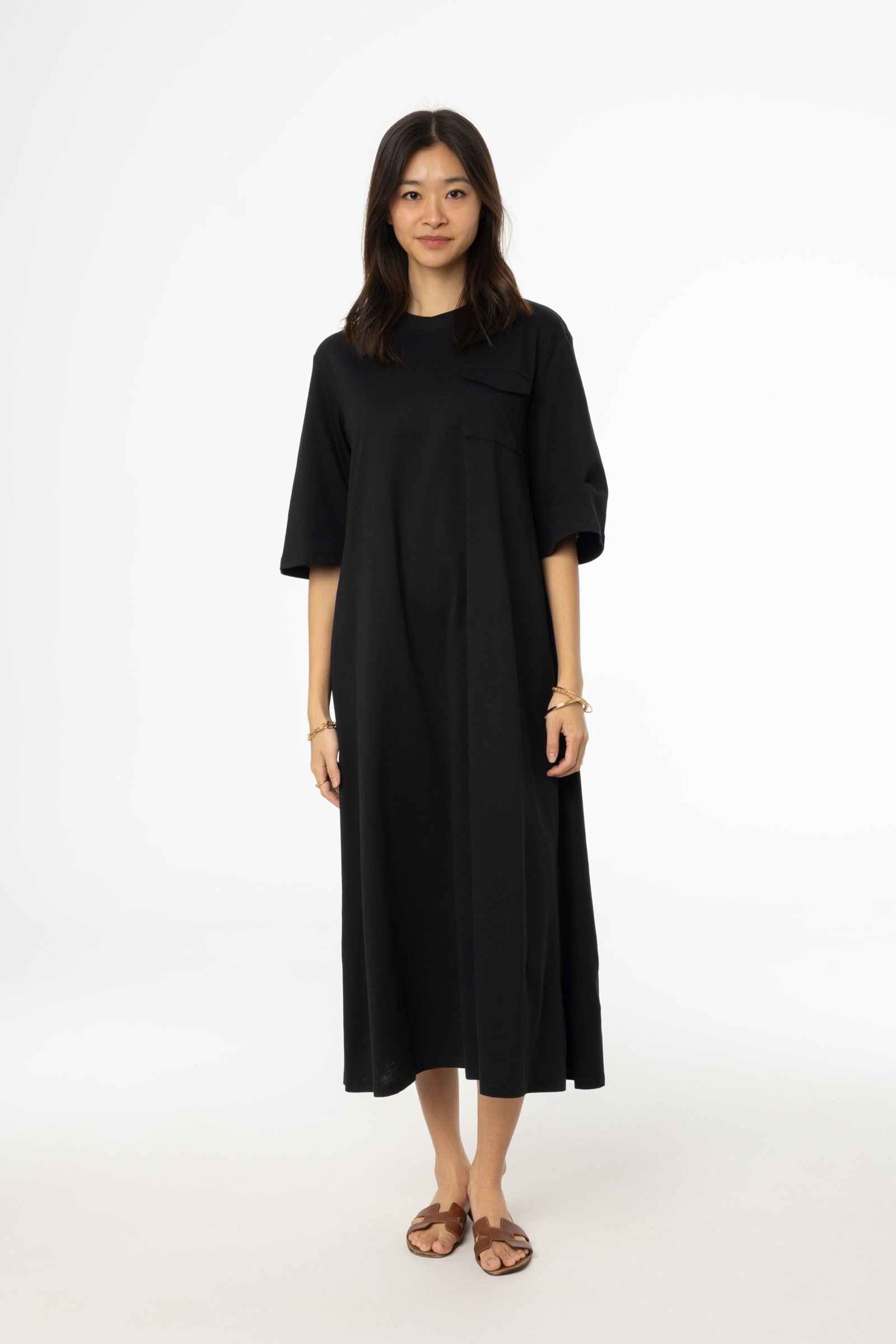 Black Pocket Tee Shirt Maxi Dress - Image 4
