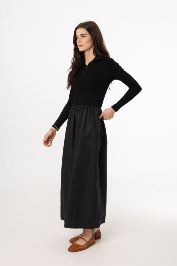 Black Quarter Zip Maxi Dress - Image 2