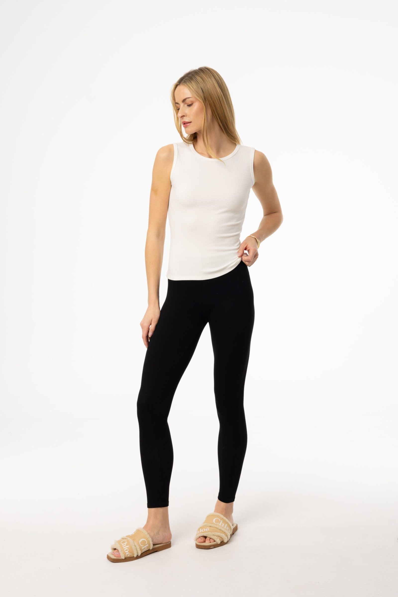 Black Ribbed Leggings - Image 2