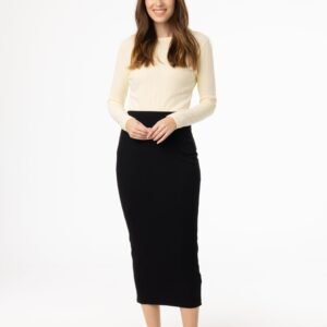 Black Ribbed Skirt Legging