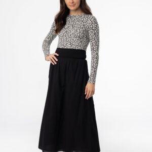 Black Smocked Maxi Skirt