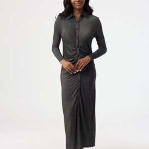 Black Sparkle Ruched Maxi