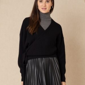 Black Knit Wrap Top