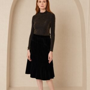 Black Layered Velvet Skirt