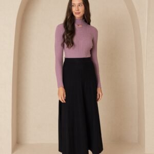 Black Paneled Knit Skirt