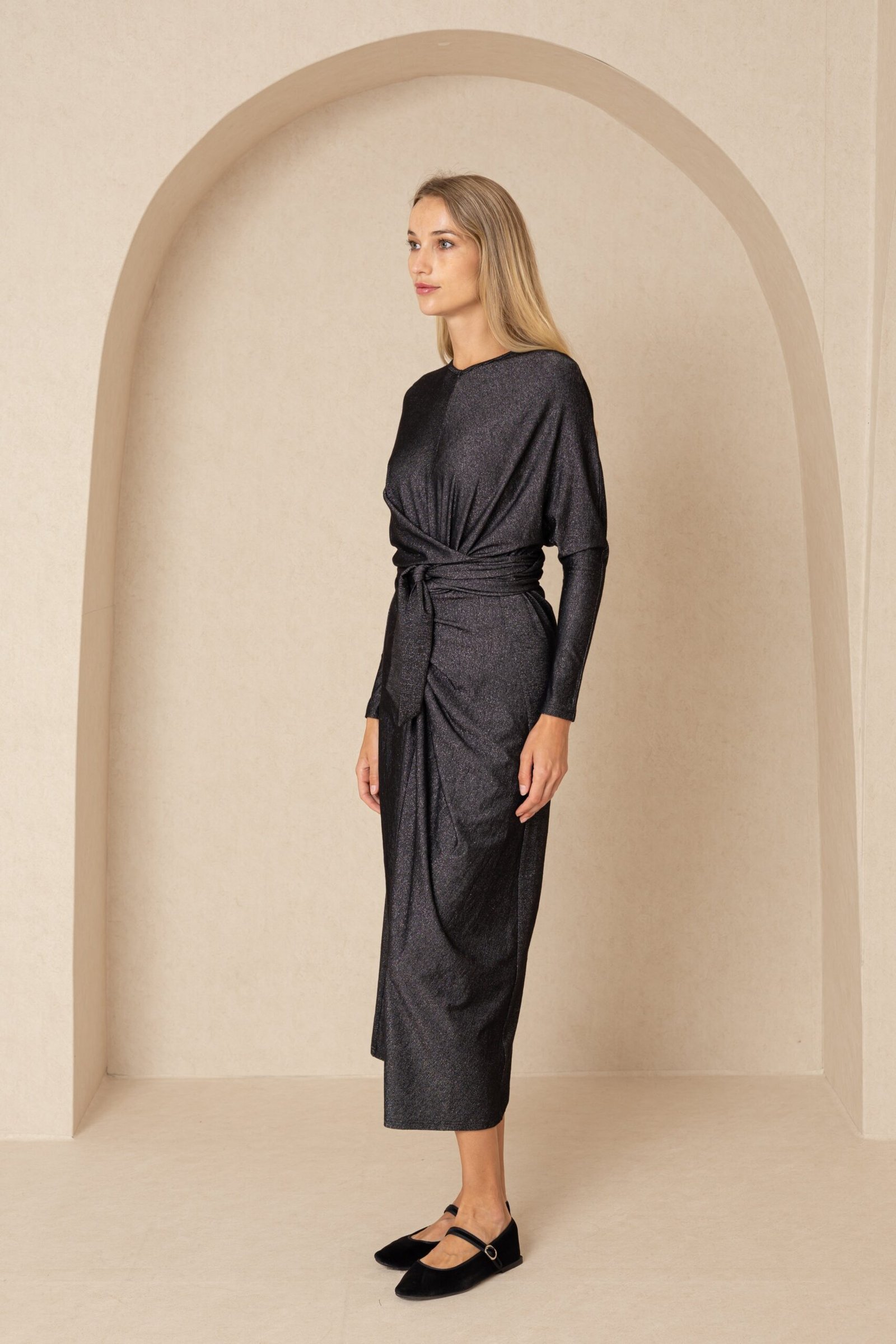 Black Sparkle Tie Wrap Maxi - Image 2